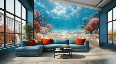 Underwater world. Coral reef and fishes in Red sea at Egypt Wall mural