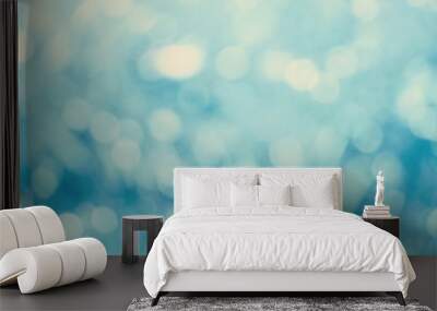 Blurred lights of Blue bokeh abstract color background Wall mural