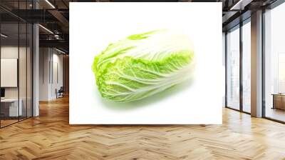 fresh green cabbage on white background Wall mural