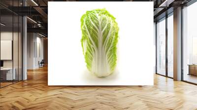 fresh green cabbage on white background Wall mural