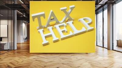 Tax Help alphabet letters on yellow background Wall mural