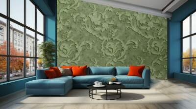 abstract flower patter in green color Wall mural