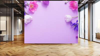 beautiful flowers on paper background Wall mural