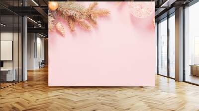 beautiful modern Christmas background in gold and pink colors Wall mural