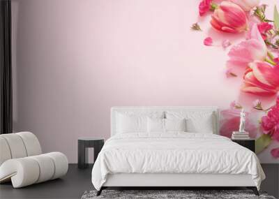 beautiful spring flowers on pink background Wall mural