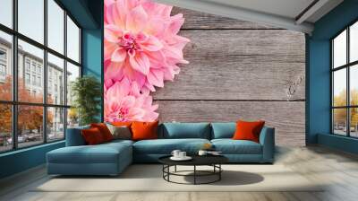 dahlia on wooden background Wall mural