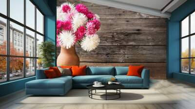 flowers on wooden background Wall mural