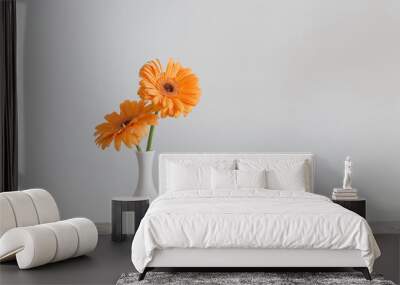 gerbera in vase on old wooden table Wall mural