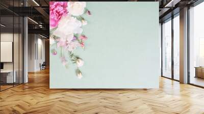 pink and white roses on paper background Wall mural