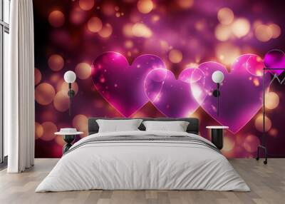 purple glowing background with bokeh as heart Wall mural