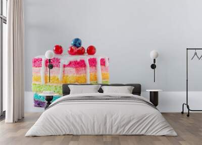 rainbow cake on white background Wall mural