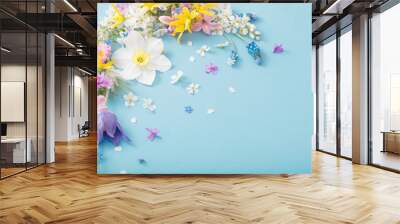 spring flowers on paper background Wall mural