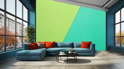 two green color paper background Wall mural