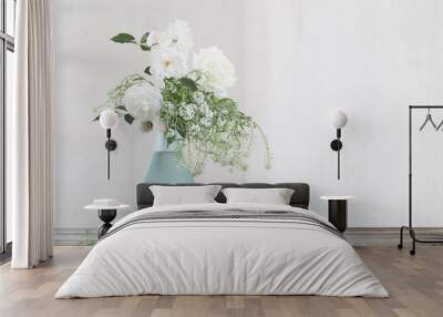 White roses in vase Wall mural