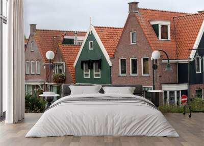 Typical houses in the old town of Volendam, Netherlands Wall mural