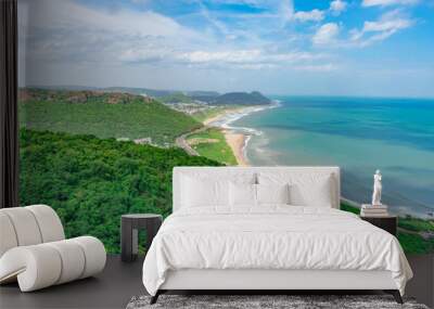 top view of sea beach & blue sky cloud looking awesome in a day time near beach road. Wall mural