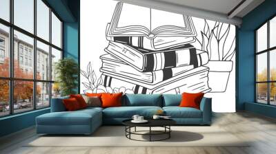 Hand drawn line book Wall mural