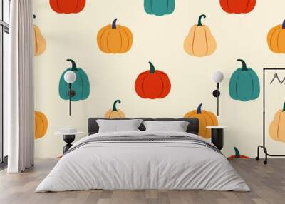 Seamless pattern ripe pumpkin. Vector illustratio Wall mural