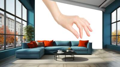 Closeup female hand making picking gesture isolated at white background. Wall mural