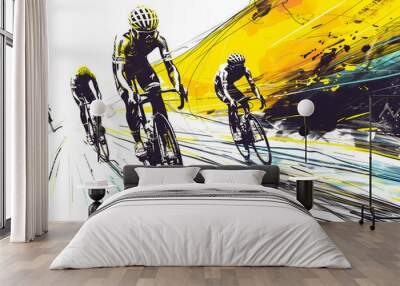 Tour de France cycling sport competition, line art Wall mural