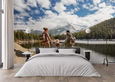 Family in Rocky mountains National park in USA Wall mural