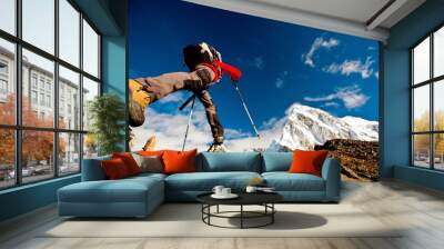 Hiker in Himalaya mountains Wall mural