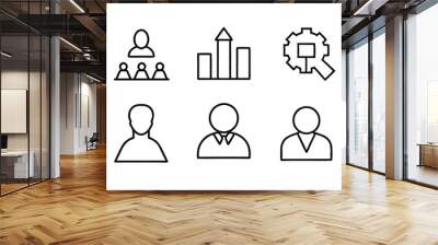 6 difference business icon silhouette,line art vector illustration on white background. Wall mural