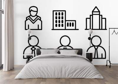 6 set difference corporate office icon silhouette vector,icon illustration on white background. Wall mural