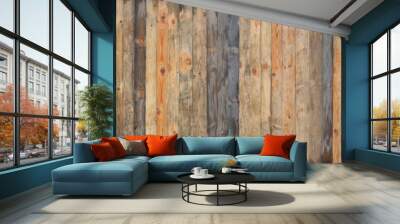 Brown wood colored plank wall texture background Wall mural