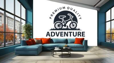 Bicycle logo design bicycle sport club simple vintage black silhouette template illustration Wall mural