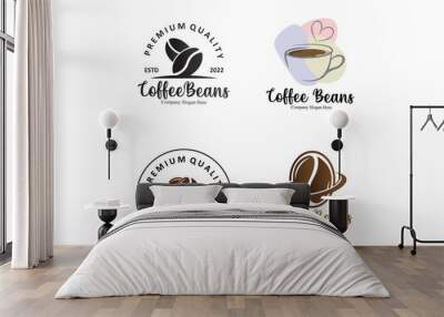 coffee bean drink logo design in brown color vector illustration Wall mural