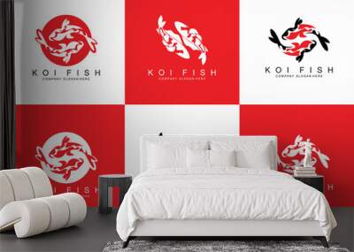 Koi Fish Logo Design, Ornamental Fish Vector, Aquarium Ornament Illustration Brand product Wall mural