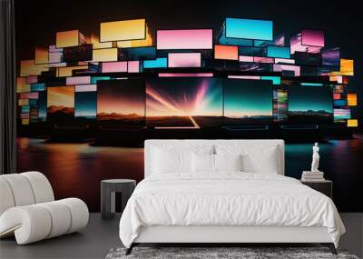 Ai generated illustration of lcd screens is use for exbibition, gaming, advertising and others Wall mural