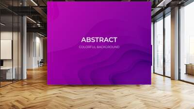 Abstract purple geometric background. Wavy geometric background. Trendy gradient shapes composition Paper cut style design. - Vector Wall mural