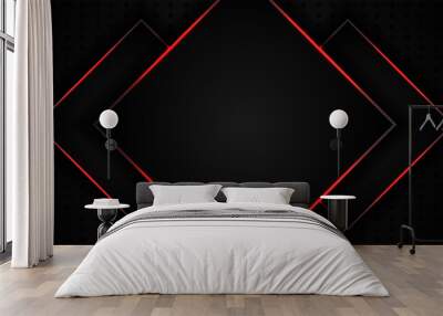 abstract red light line on black background. modern luxury design vector illustration Wall mural