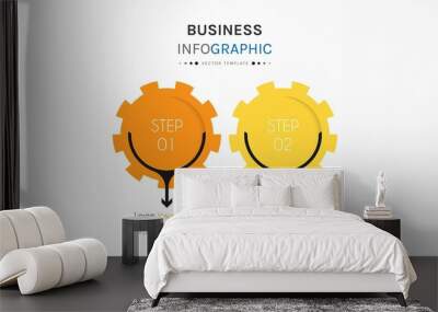 Business infographic element with 2 options, steps, number vector template design Wall mural