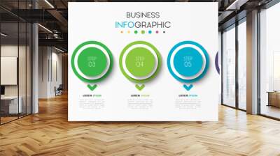 Business infographic element with 7 options, steps, number vector template design Wall mural