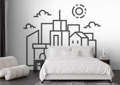 City landscape vector illustration outline style Wall mural