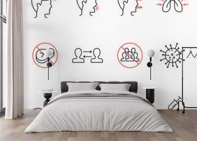 Coronavirus vector icons set. Virus, cold, illness Wall mural