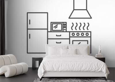 Kitchen vector icon, line style Wall mural