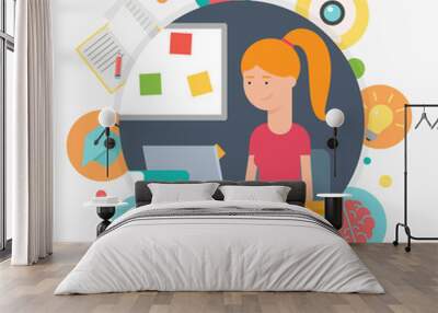 Online education, e-learning concept, vector illustration Wall mural