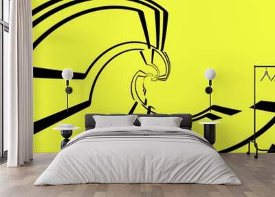 YELLOW BLACK COLOR ABSTRACT ART Wall mural