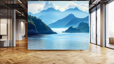 Landscape view of sea and mountains. Wall mural