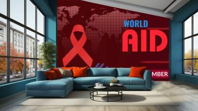 World Aids day, december 1. Together We Can End HIV: World AIDS Day Advocacy. Campaign or celebration banner Wall mural