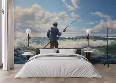 fishing in the sea Wall mural