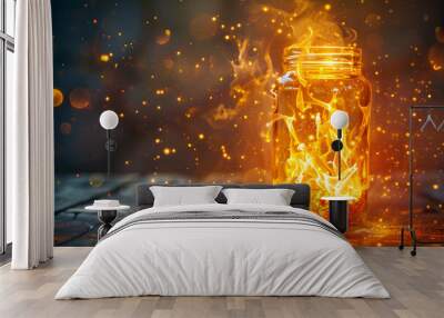 burning candles in a glass Wall mural