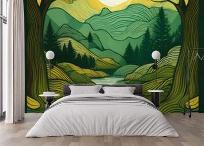 landscape with trees Wall mural