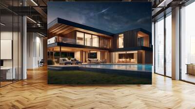 luxury villa in the night Wall mural