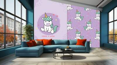 make a wish cute unicorn seamless pattern
 Wall mural