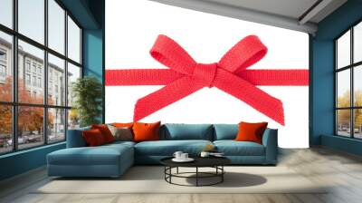 Red ribbon with a bow isolated on white Wall mural